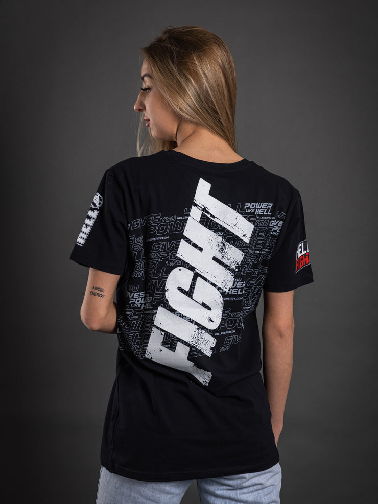 HELL Fight Club V nyakú póló, fekete - HELL Energy Store